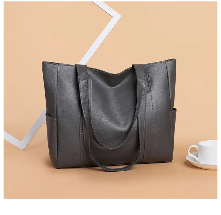Women's Grey Large Tote Bag with Long Handles — feature 15