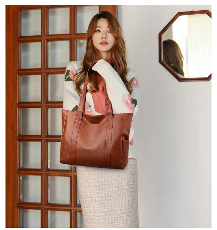Women's Grey Large Tote Bag with Long Handles — feature 18