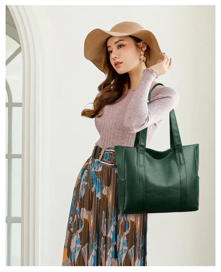 Women's Grey Large Tote Bag with Long Handles — feature 19