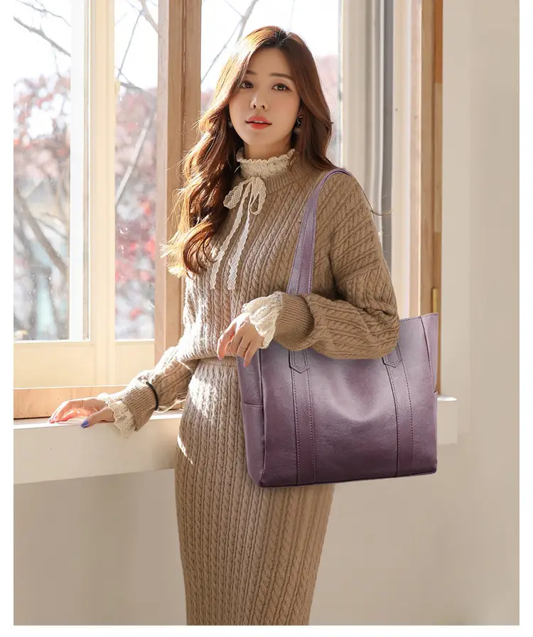 Women's Grey Large Tote Bag with Long Handles — feature 20