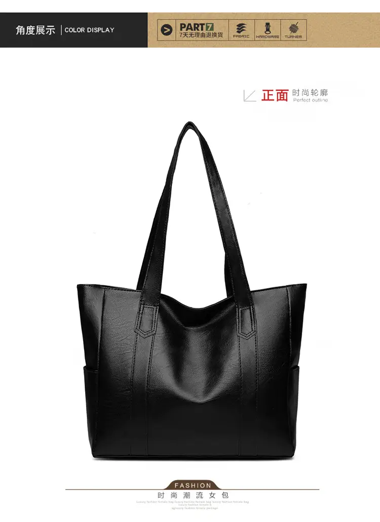 Women's Grey Large Tote Bag with Long Handles — feature 26