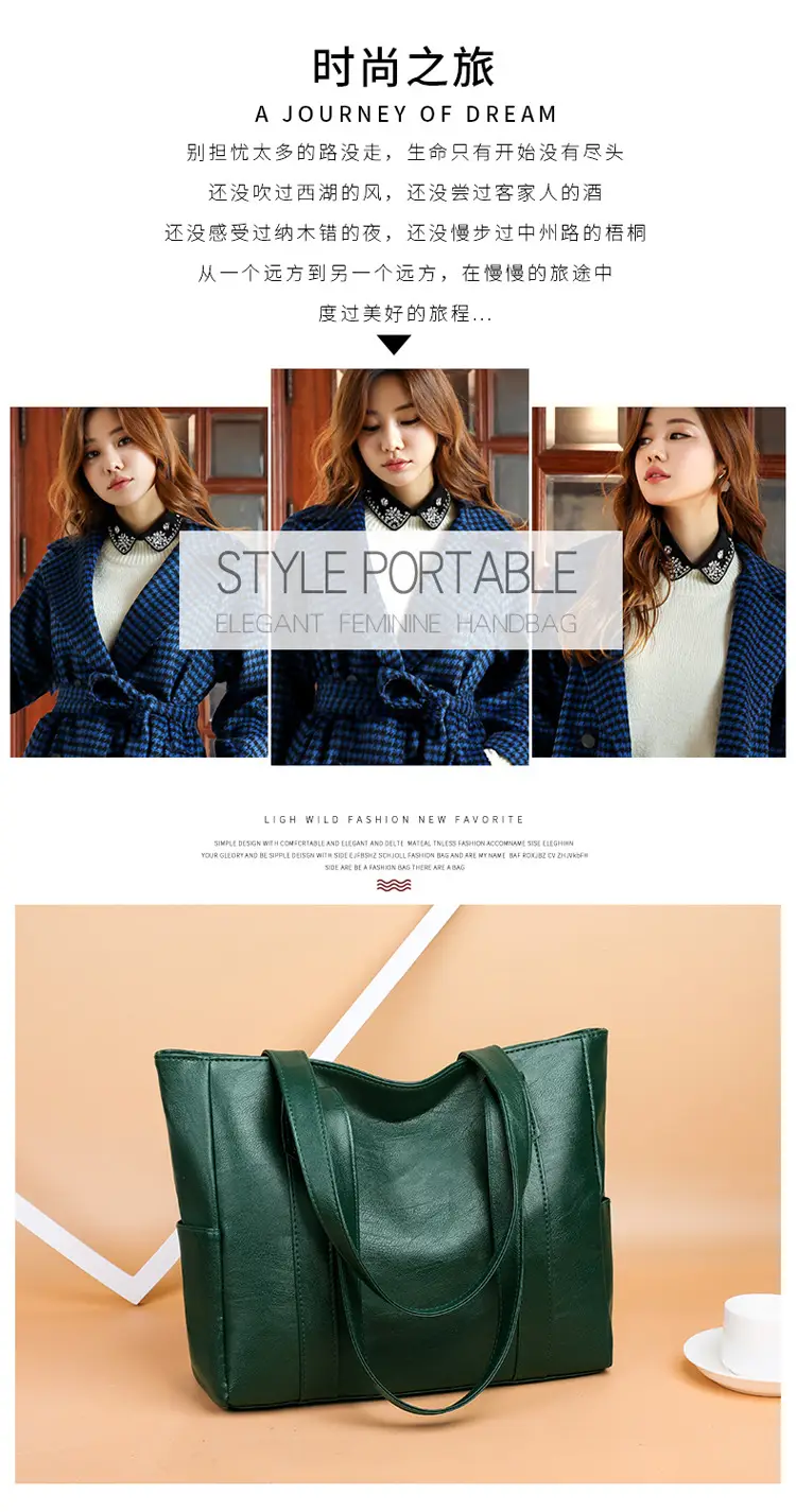 Women's Grey Large Tote Bag with Long Handles — feature 8