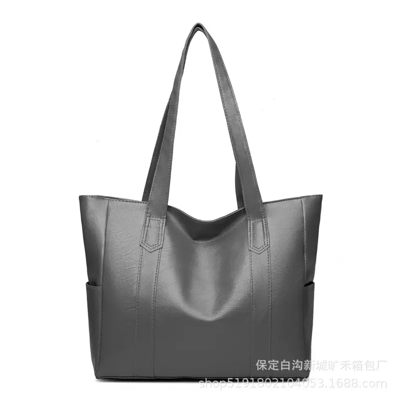 Women's Grey Large Tote Bag with Long Handles - Image 5