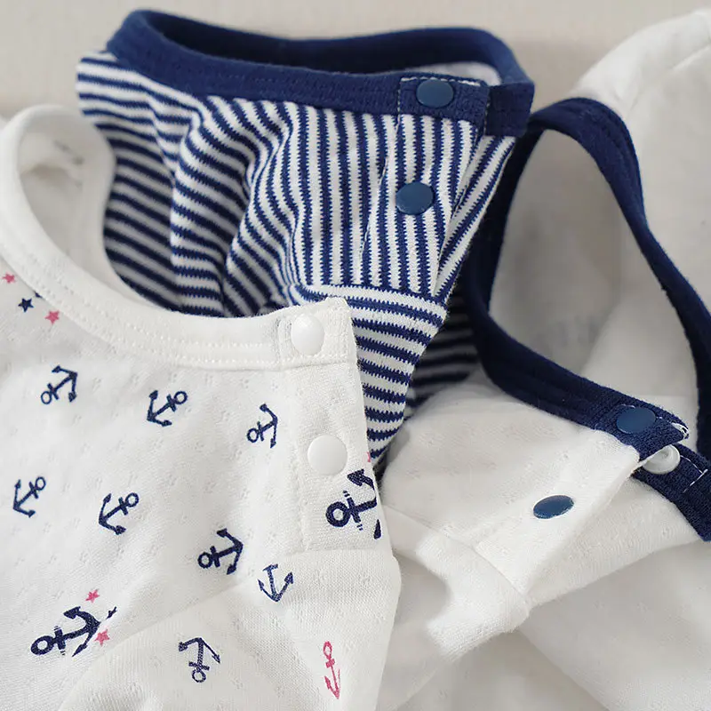 Japanese Baby Onesies 3 Pcs Set White Navy - Image 9
