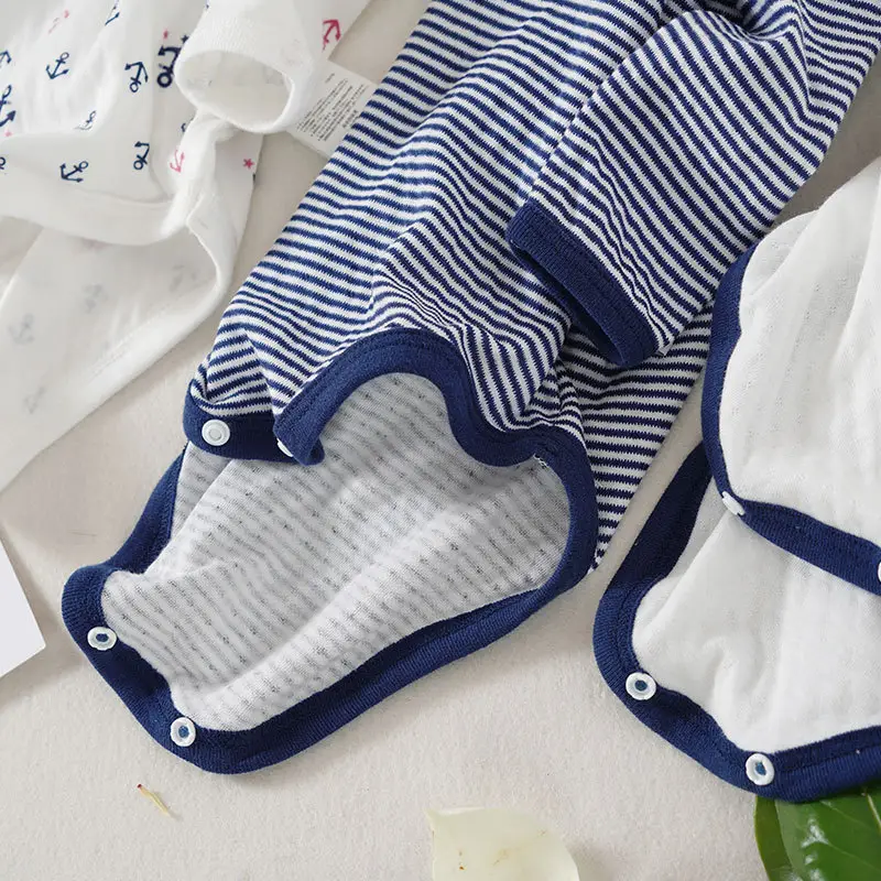 Japanese Baby Onesies 3 Pcs Set White Navy - Image 10