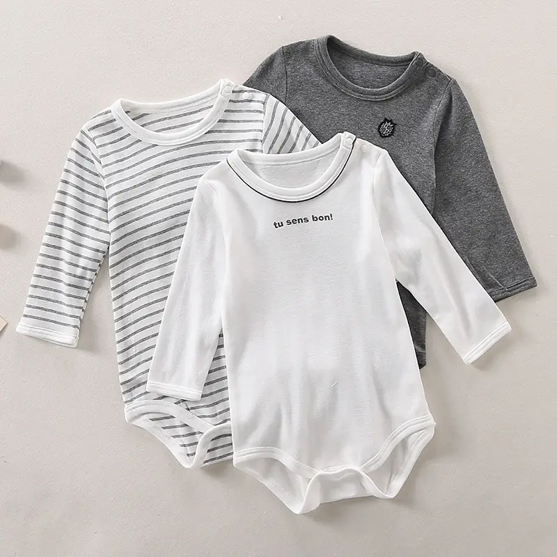 Japanese Baby Onesies 3 Pcs Set White Navy - Image 2