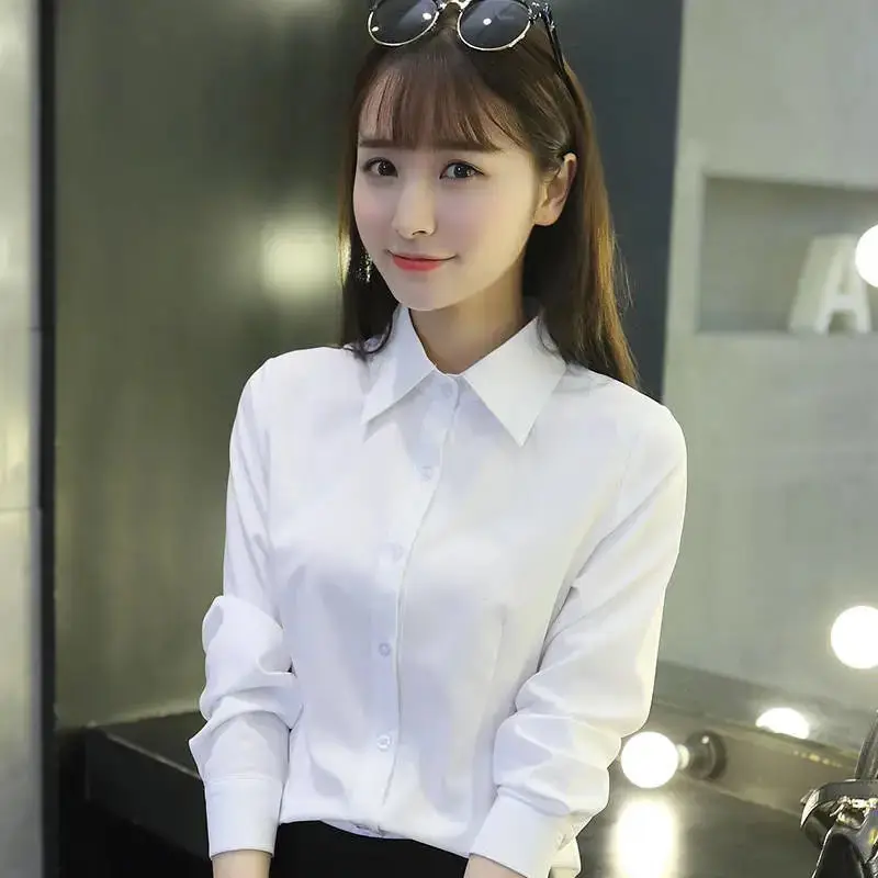 Spring White Long Sleeve Women's Shirt Slim Fit Professional Workwear - Image 6