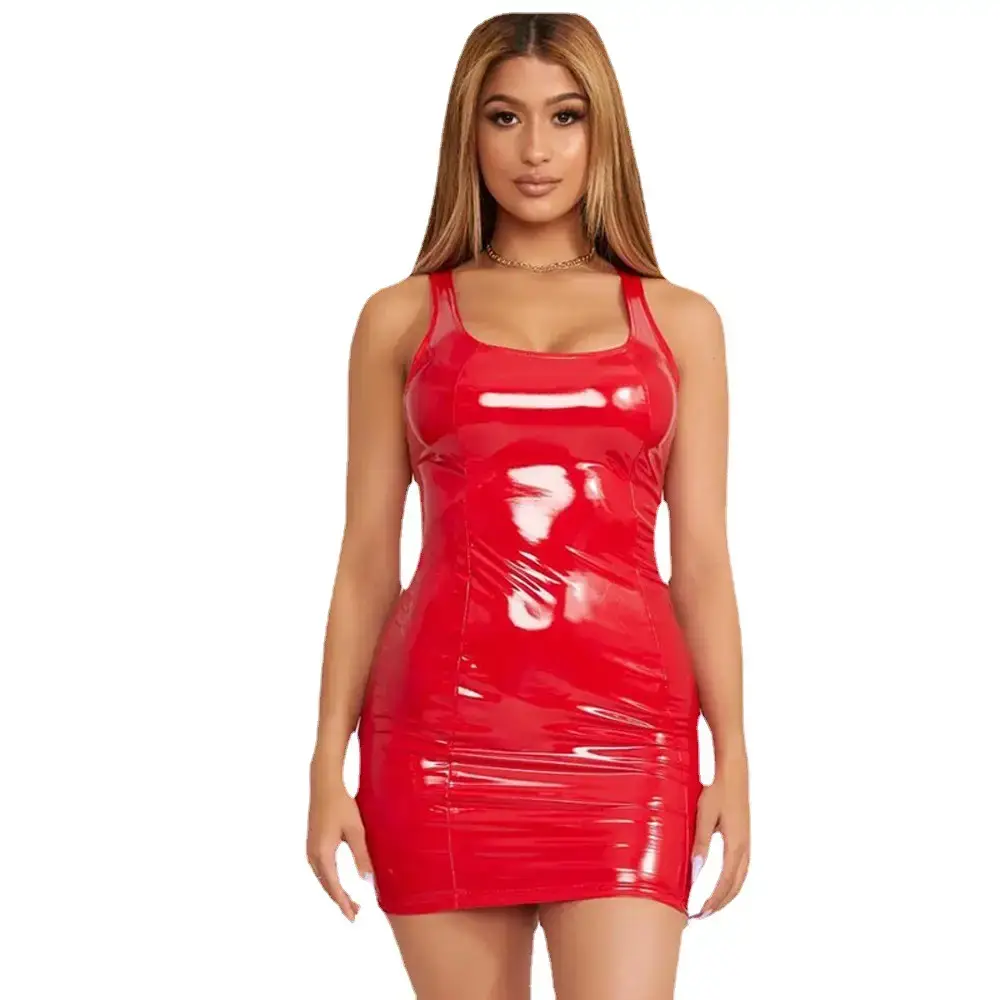 Pink High Elastic Zipper Hip Dress for Women - Image 8