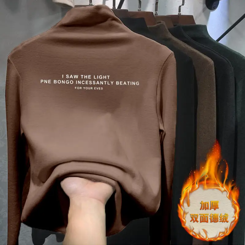 Women Fleece Shirt Black Thickened Back Design - Image 9