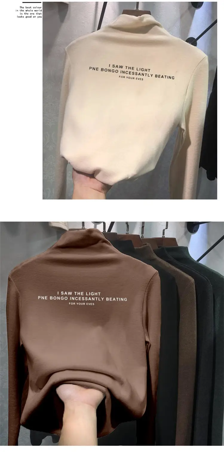 Women Fleece Shirt Black Thickened Back Design — feature 14