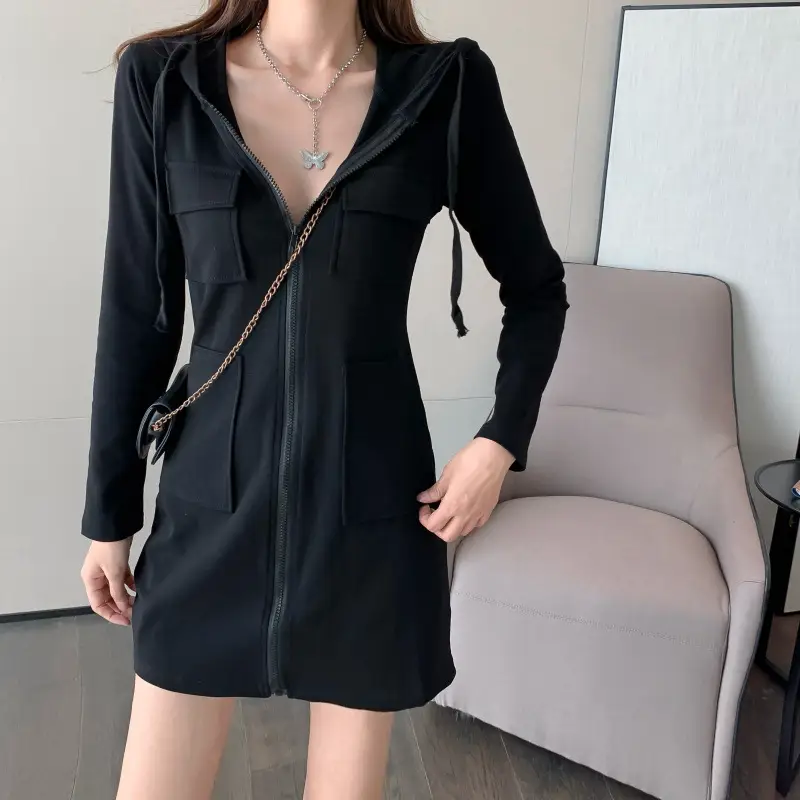 Gray Long Sleeve Cardigan Dress for Girls - Image 3