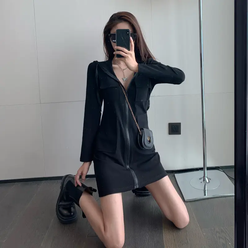 Gray Long Sleeve Cardigan Dress for Girls — feature 10
