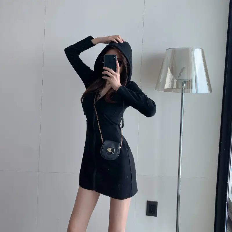 Gray Long Sleeve Cardigan Dress for Girls — feature 8