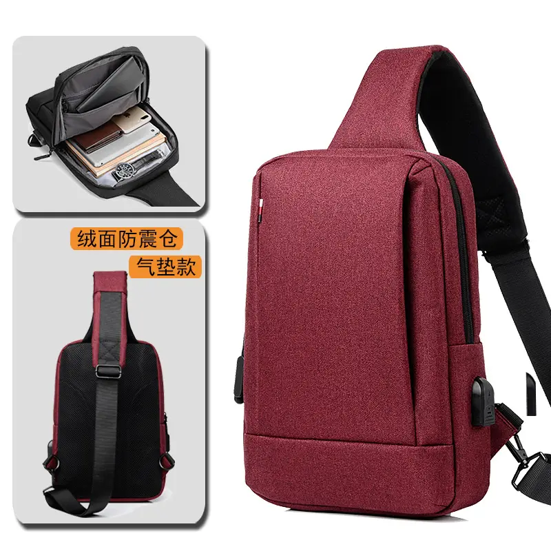 Men's Maroon Crossbody Bag with Fleece Lining & Zippered Compartment - Image 5