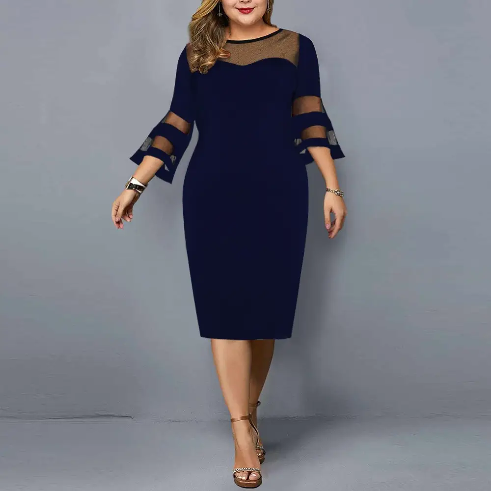 Plus Size Black Mesh Hip Skirt Dress - Image 2