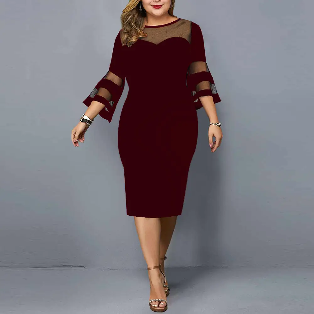 Plus Size Black Mesh Hip Skirt Dress — feature 3