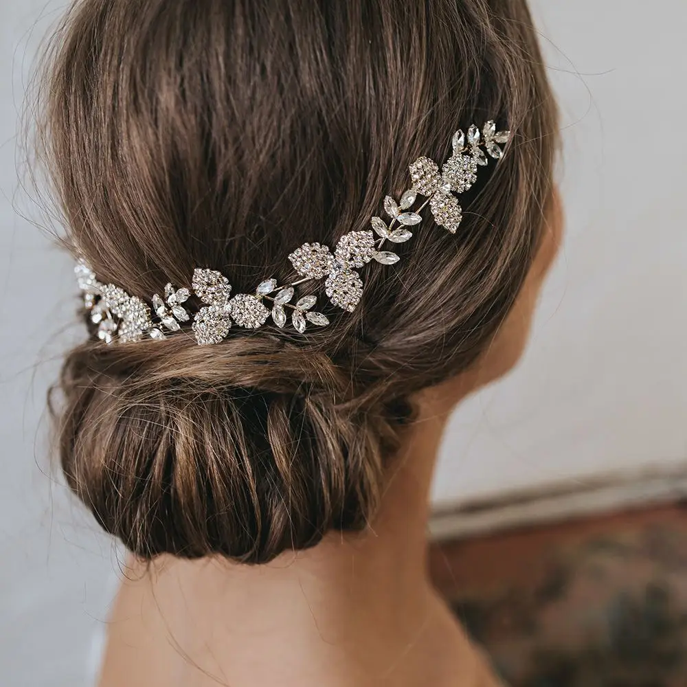 Light Luxury Bridal Crystal Leaf Hair Band - Image 4