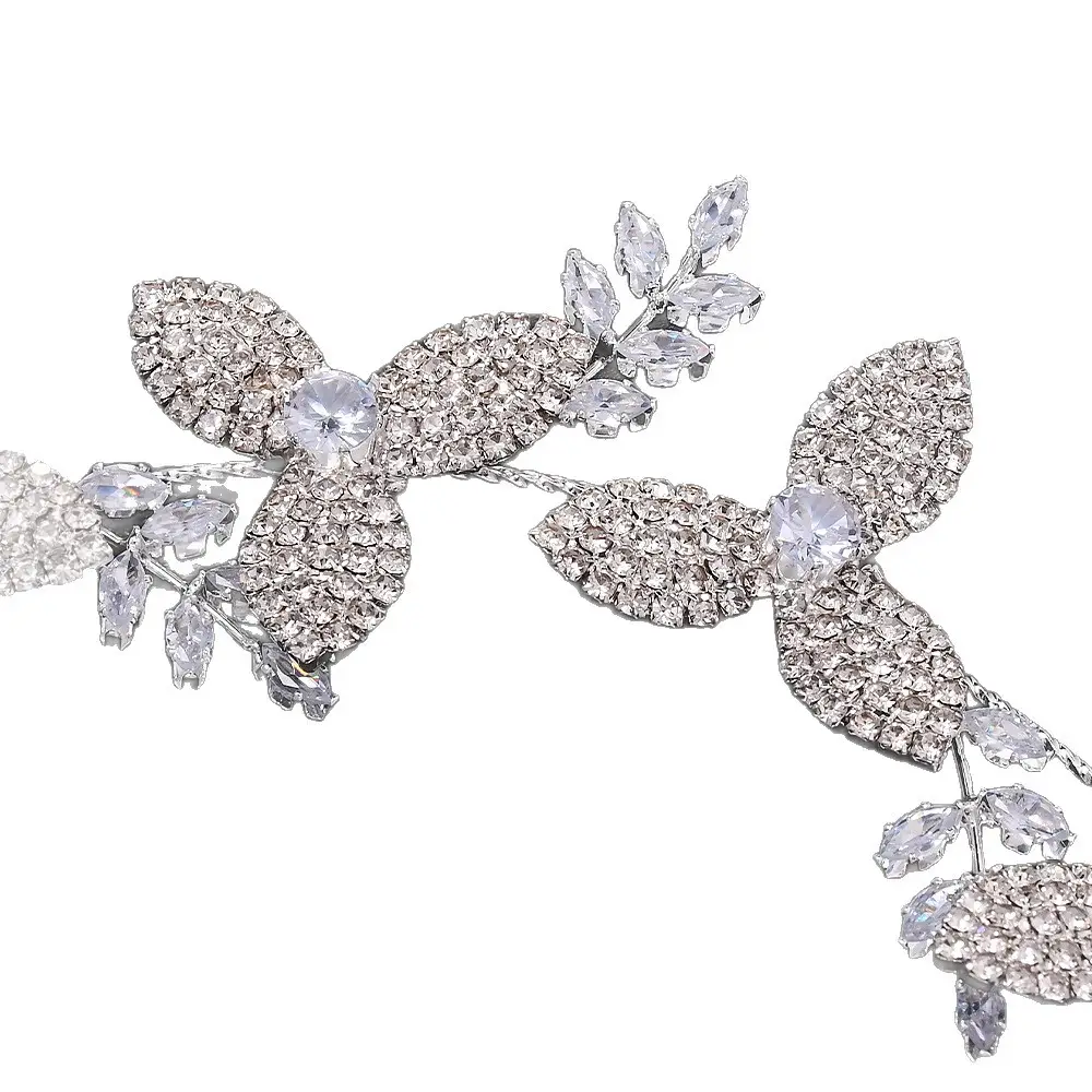 Light Luxury Bridal Crystal Leaf Hair Band - Image 5