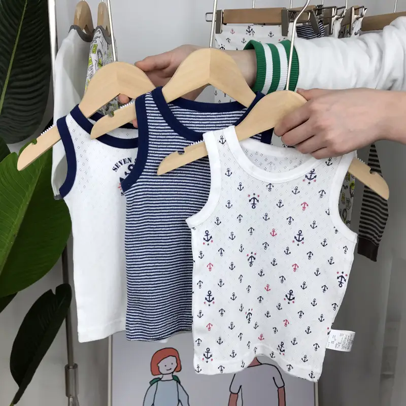 Japanese Baby Sleeveless T-Straps for Boys Cotton Vest Set