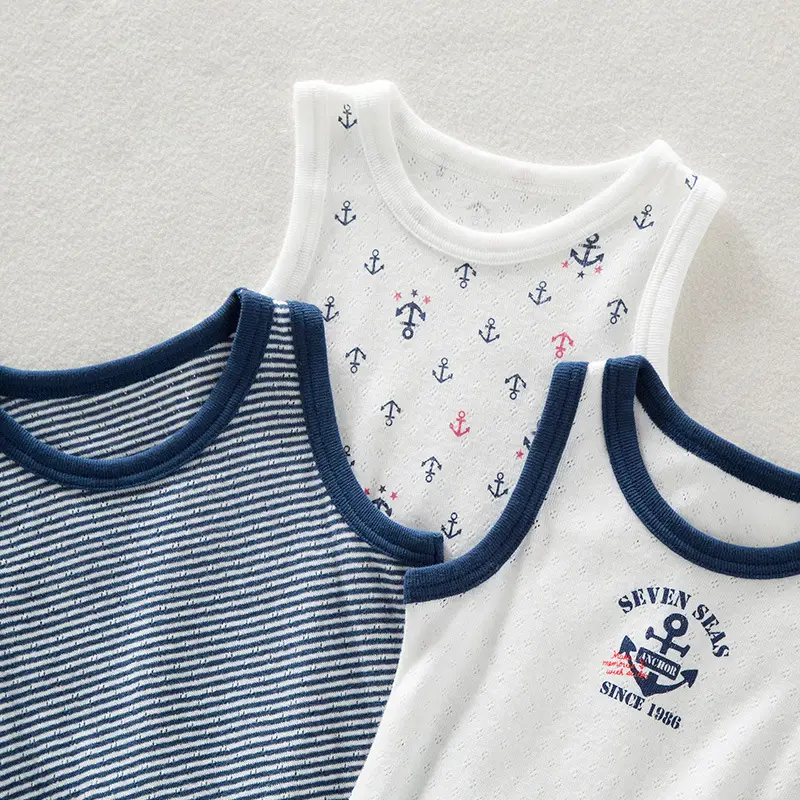 Japanese Baby Sleeveless T-Straps for Boys Cotton Vest Set