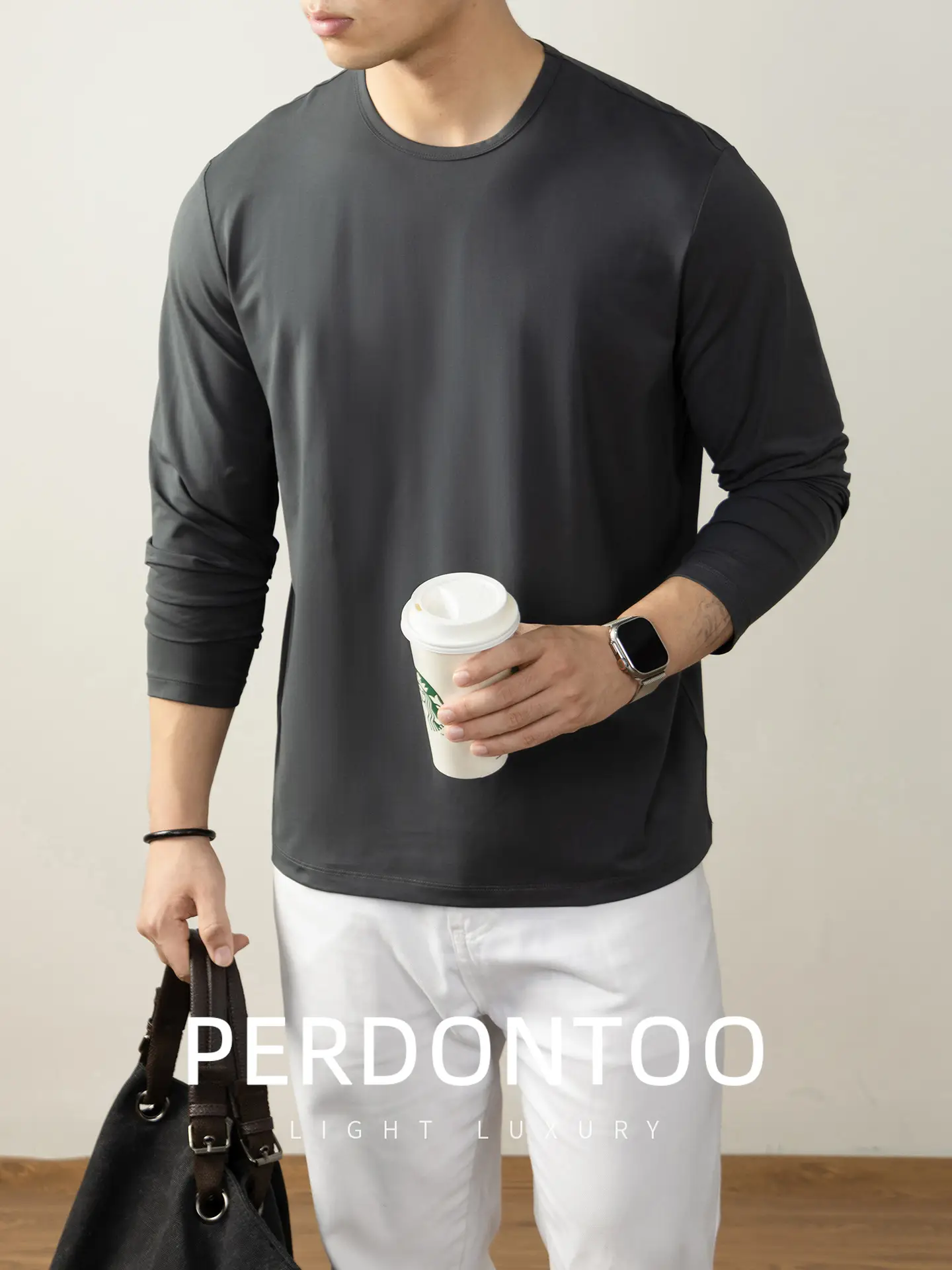 Men Grey Cloud Print Long Sleeve T-Shirt