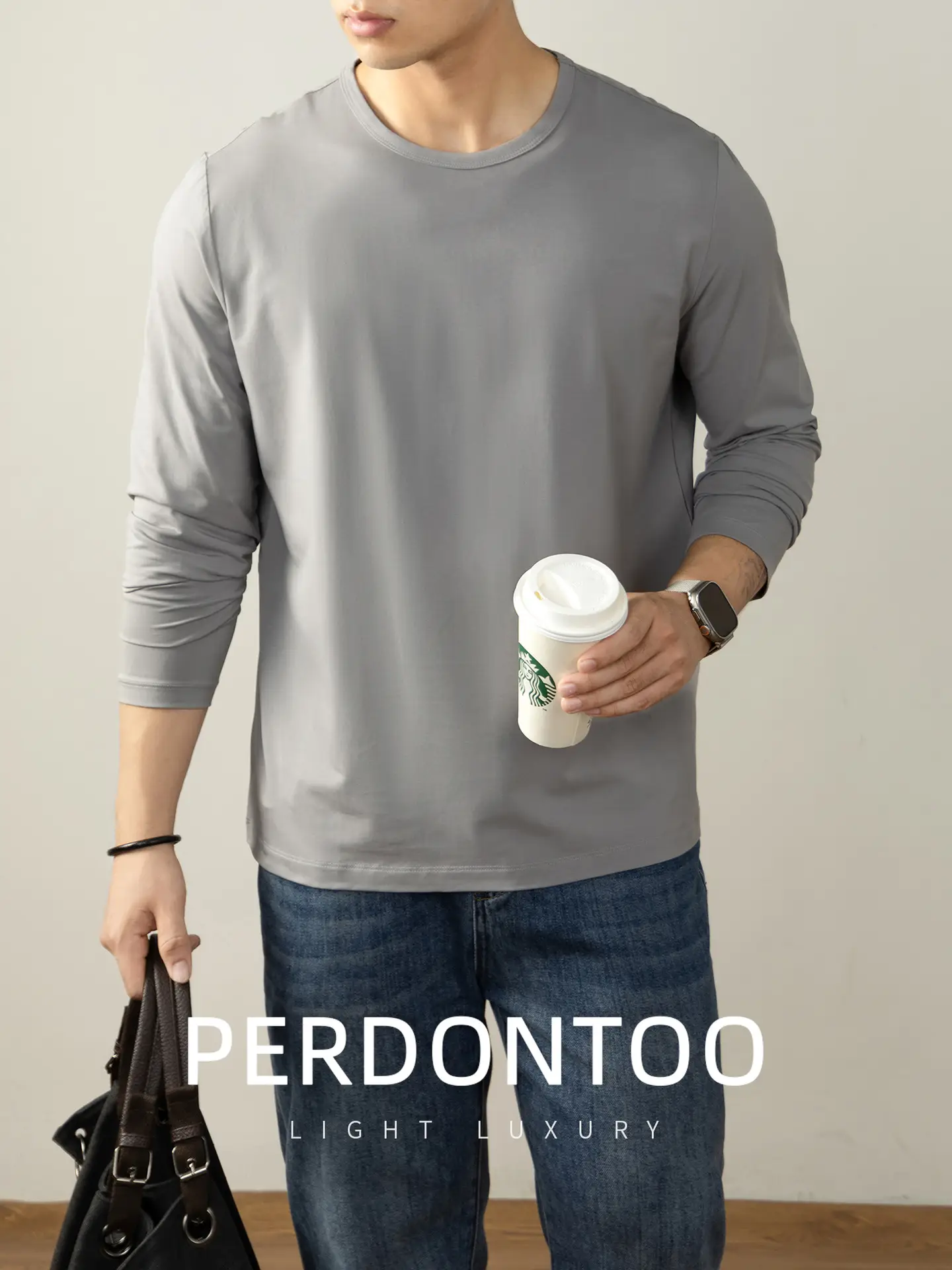 Men Grey Cloud Print Long Sleeve T-Shirt