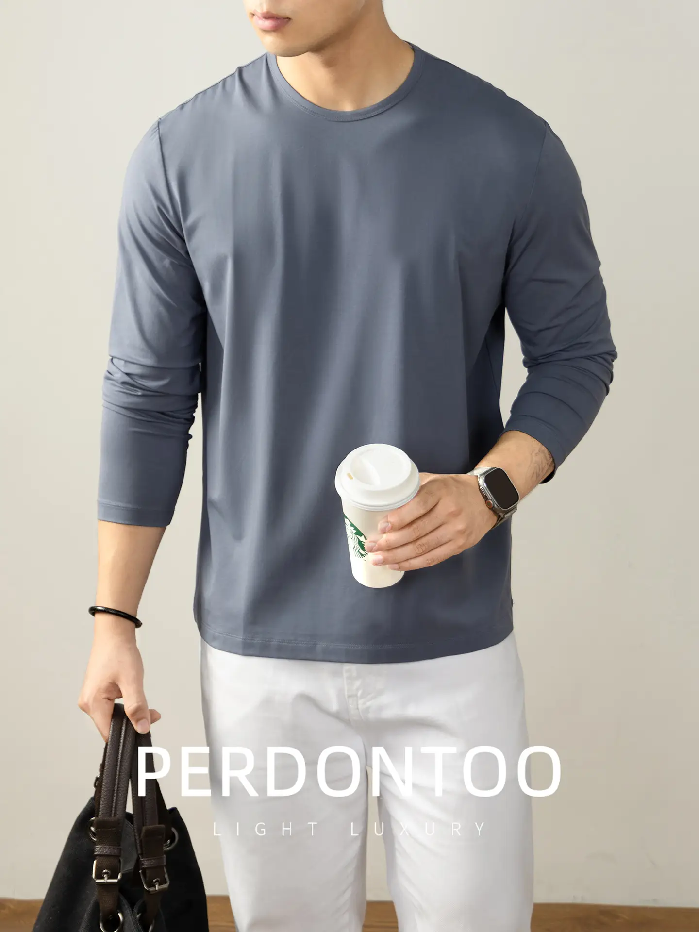 Men Grey Cloud Print Long Sleeve T-Shirt
