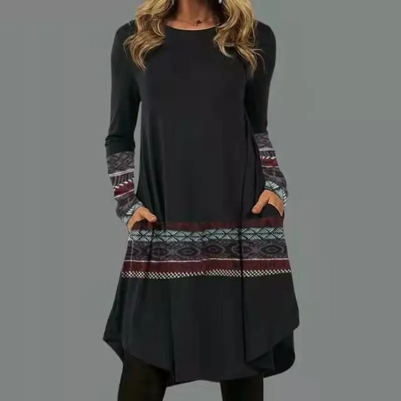 Women Floral Skirt Tunic Set Navy Blue Spring Autumn - Image 20