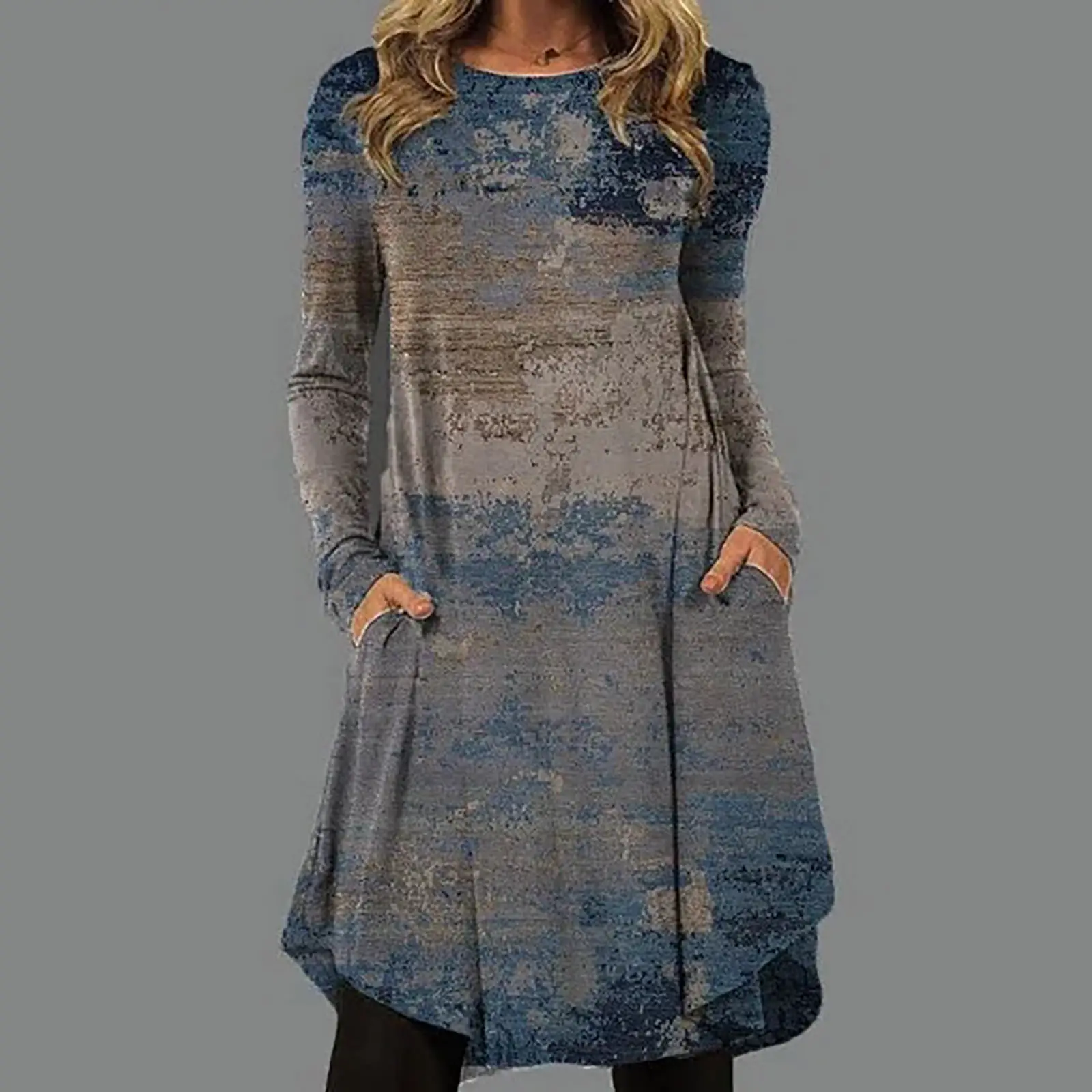 Women Floral Skirt Tunic Set Navy Blue Spring Autumn - Image 13