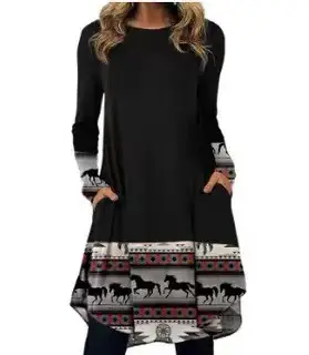 Women Floral Skirt Tunic Set Navy Blue Spring Autumn - Image 8