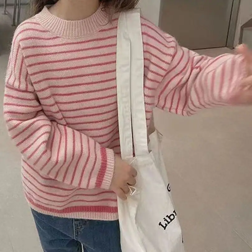 Velvet Striped Round Neck Sweater for Boys Girls Winter - Image 3