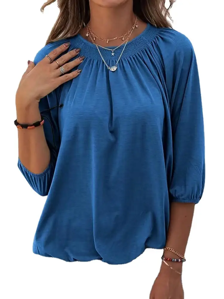 Women's Loose Crew Neck T-Shirt Orange 2022 - Image 11