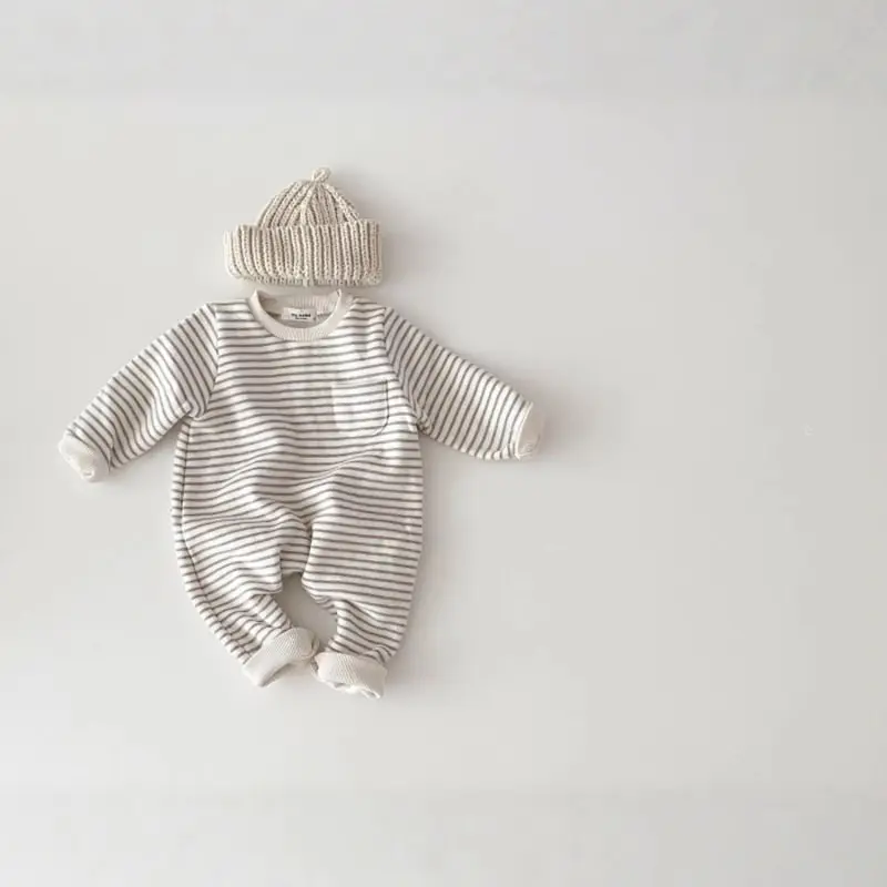 Korean Striped Baby Cotton Climbing Suit for Boys Girls - Image 4