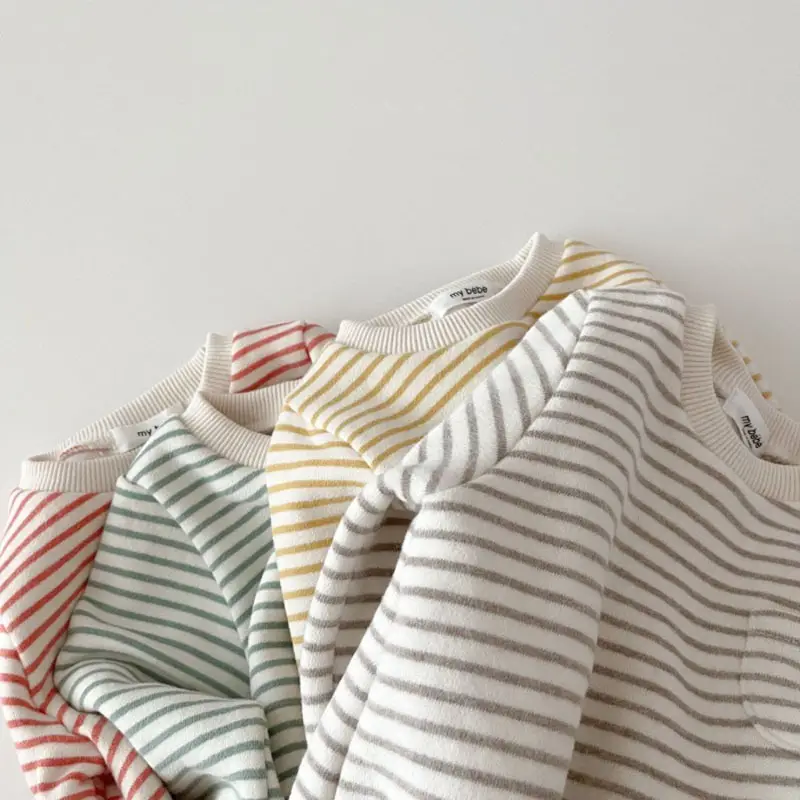 Korean Striped Baby Cotton Climbing Suit for Boys Girls - Image 5
