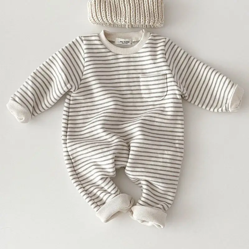 Korean Striped Baby Cotton Climbing Suit for Boys Girls - Image 3