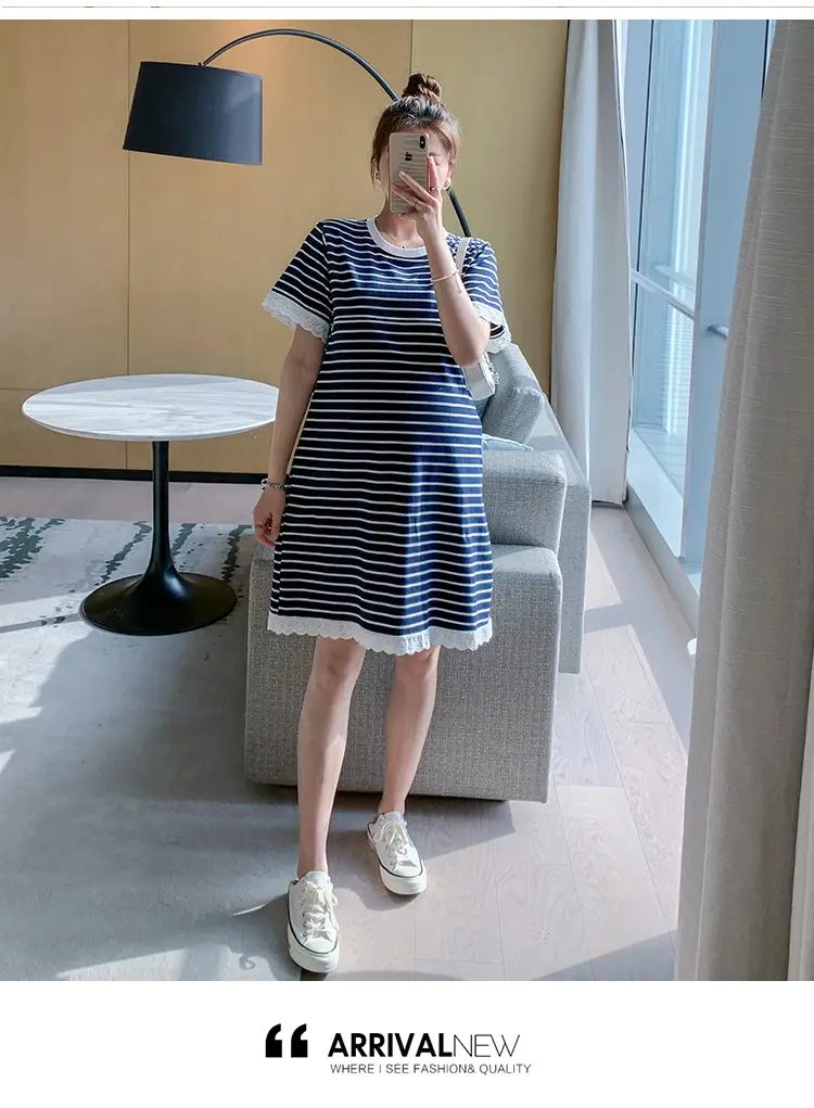 Striped Lactation Dress for Women Summer — feature 11