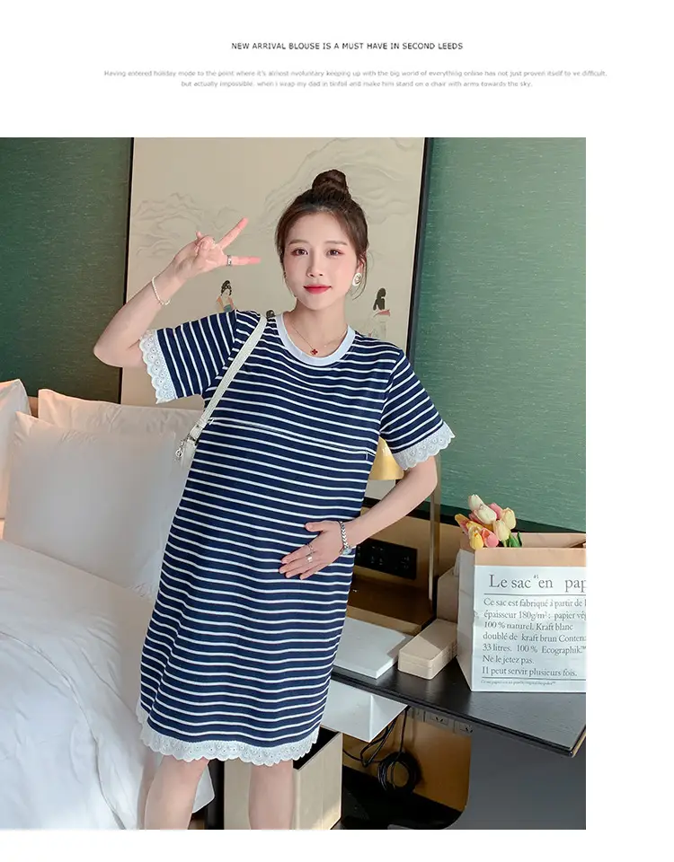 Striped Lactation Dress for Women Summer — feature 13