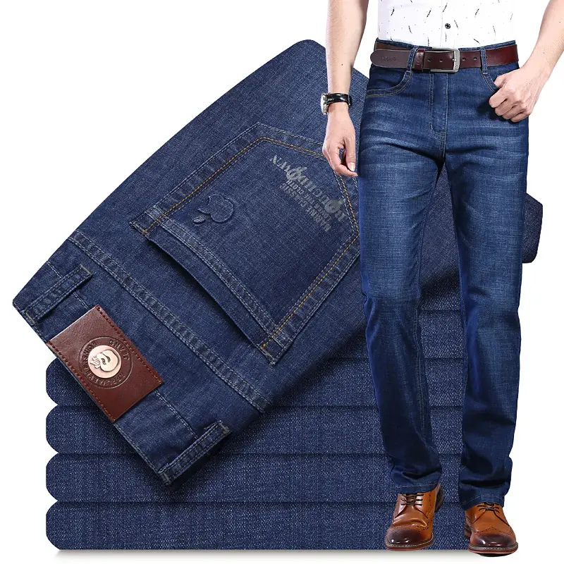 Men's Blue Jeans Spring Summer Loose High Waist Cross Border Wholesale - Image 2