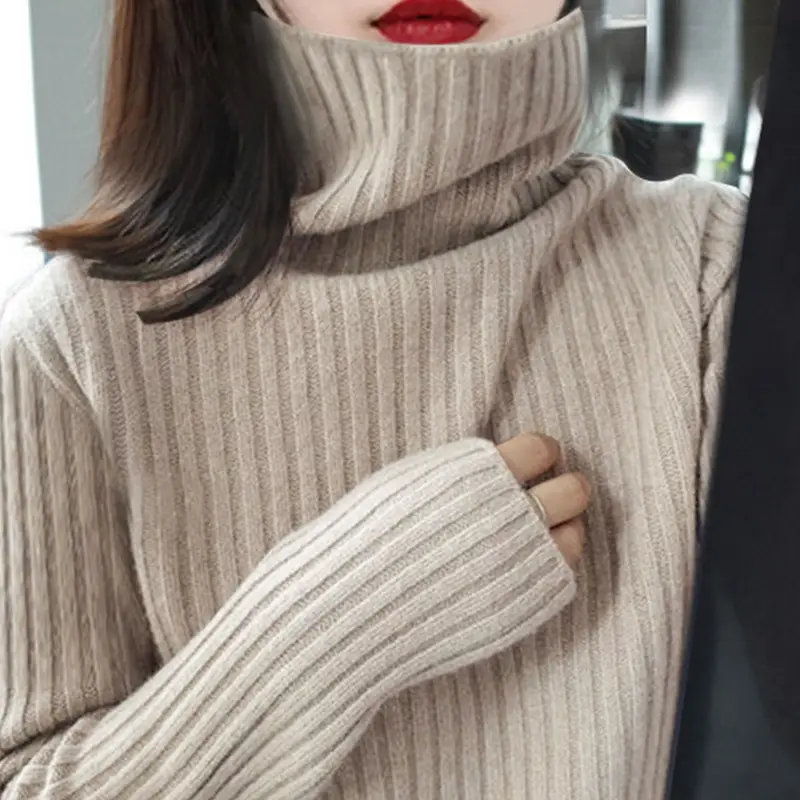 Women Black Thick Turtleneck Sweater Autumn Winter - Image 12