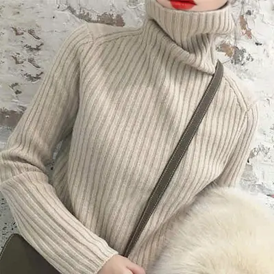 Women Black Thick Turtleneck Sweater Autumn Winter - Image 5