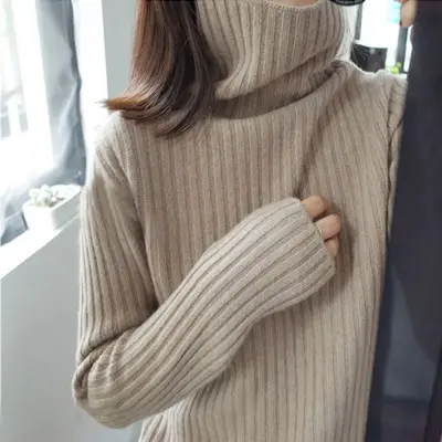 Women Black Thick Turtleneck Sweater Autumn Winter - Image 6