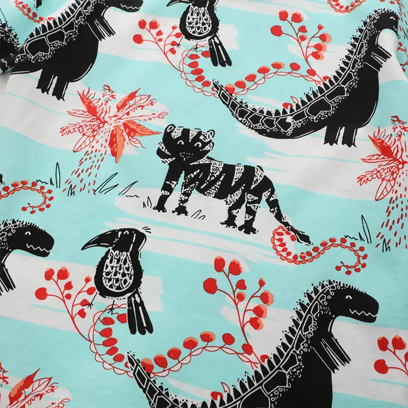 Boys T-Shirt with Dinosaur & Bird Print Light Blue - Image 4