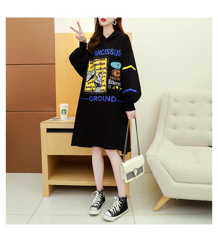 2022 Women Zipper Letter Print Hooded Top White — feature 18