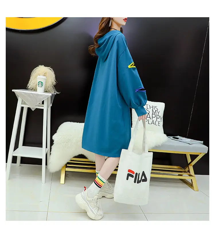 2022 Women Zipper Letter Print Hooded Top White — feature 6