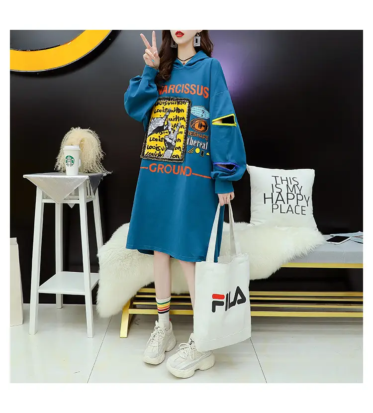 2022 Women Zipper Letter Print Hooded Top White — feature 8