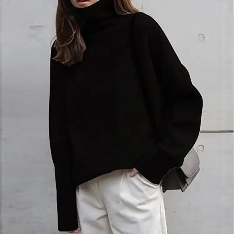 2022 Winter Women's Korean Knitted Sweater Red Turtleneck - Image 3
