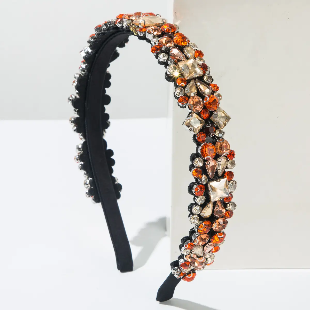 Baroque Crossbody Hairband with Red Embellishments - Image 7