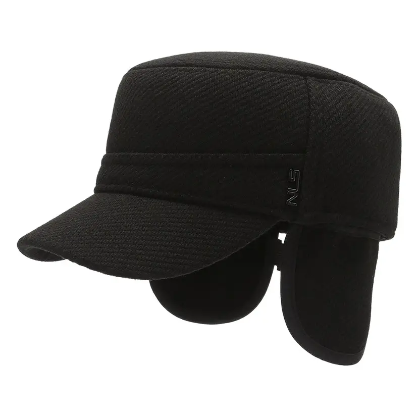 Men's Navy Blue Fleece Cap Winter Flat Cap