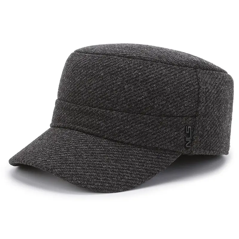Men's Navy Blue Fleece Cap Winter Flat Cap