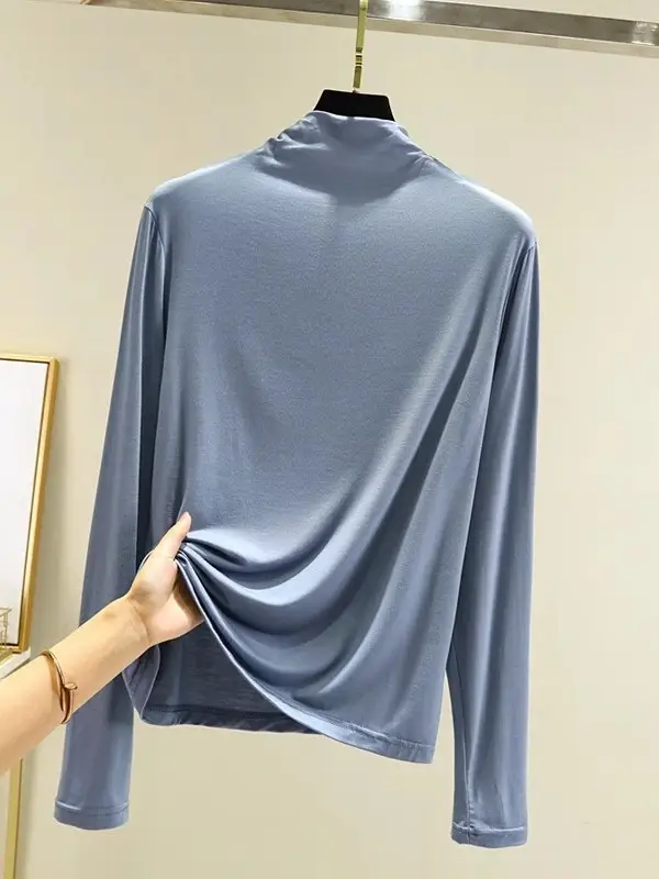 Women's Pink Half Turtleneck Slim Fit Top - Image 15